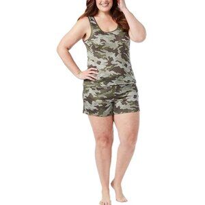 Lucky Brand Women's - 4 Piece Pajama Set - Green Camo - New w/o Tags